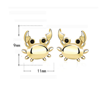 Cute Animal CZ Crab 925 Sterling Silver Stud Earrings