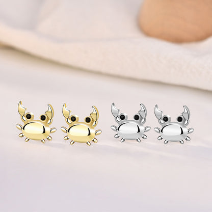 Cute Animal CZ Crab 925 Sterling Silver Stud Earrings