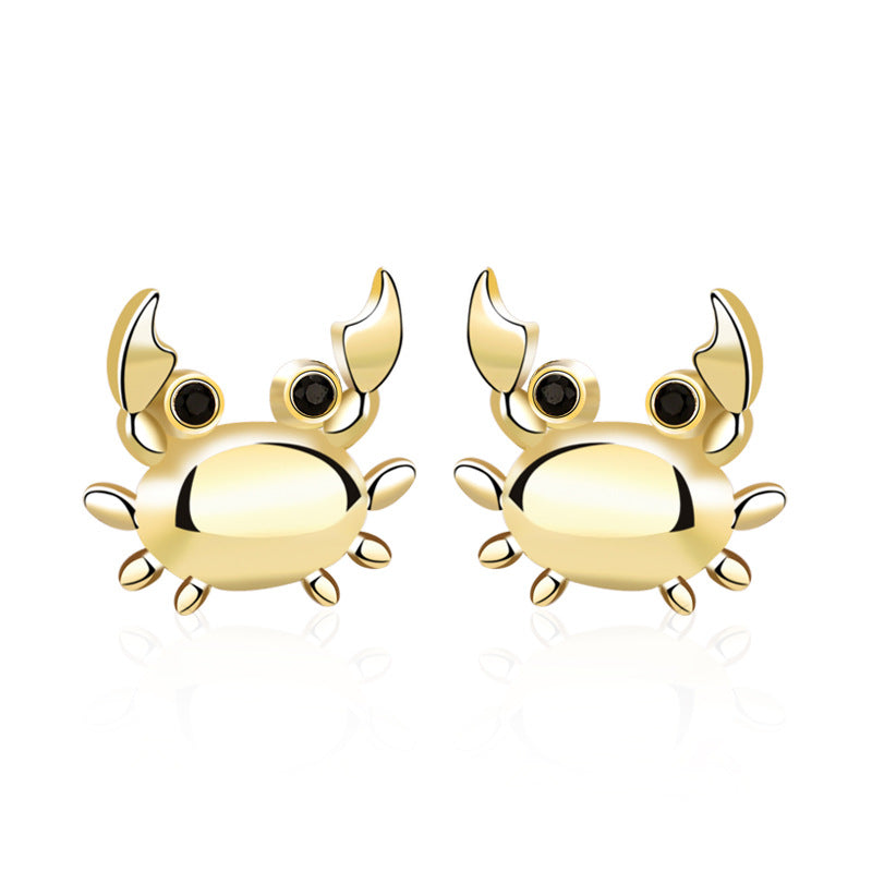 Cute Animal CZ Crab 925 Sterling Silver Stud Earrings