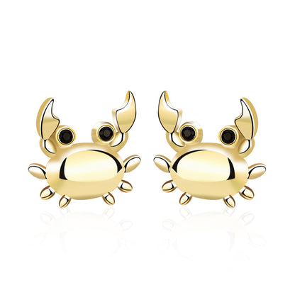 Cute Animal CZ Crab 925 Sterling Silver Stud Earrings