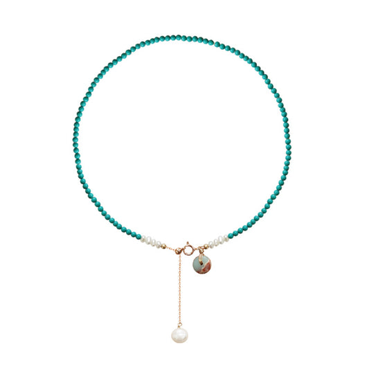 Stříbrný náhrdelník Turquoise Pearls