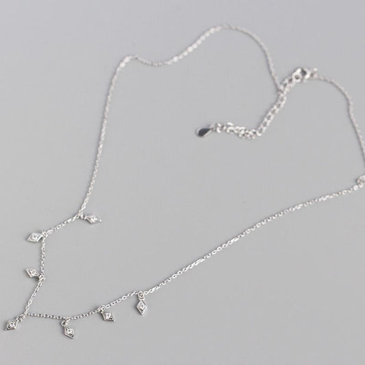 Elegant Geometry Rhombus CZ 925 Sterling Silver Necklace