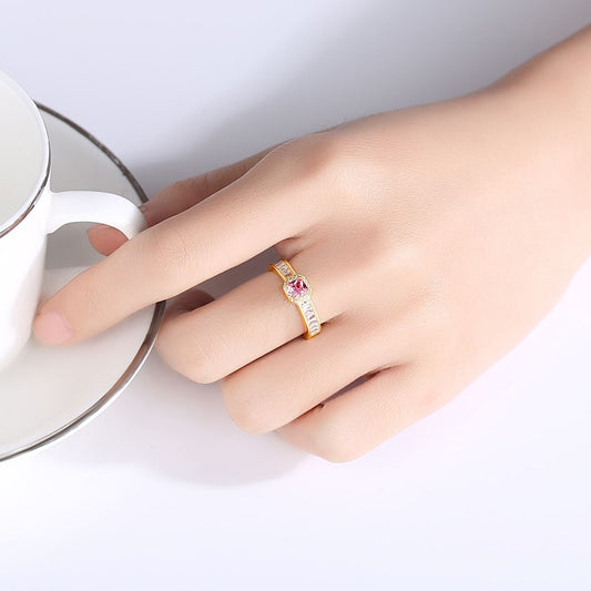 Elegant Pink Radiant CZ 925 Sterling Silver Ring