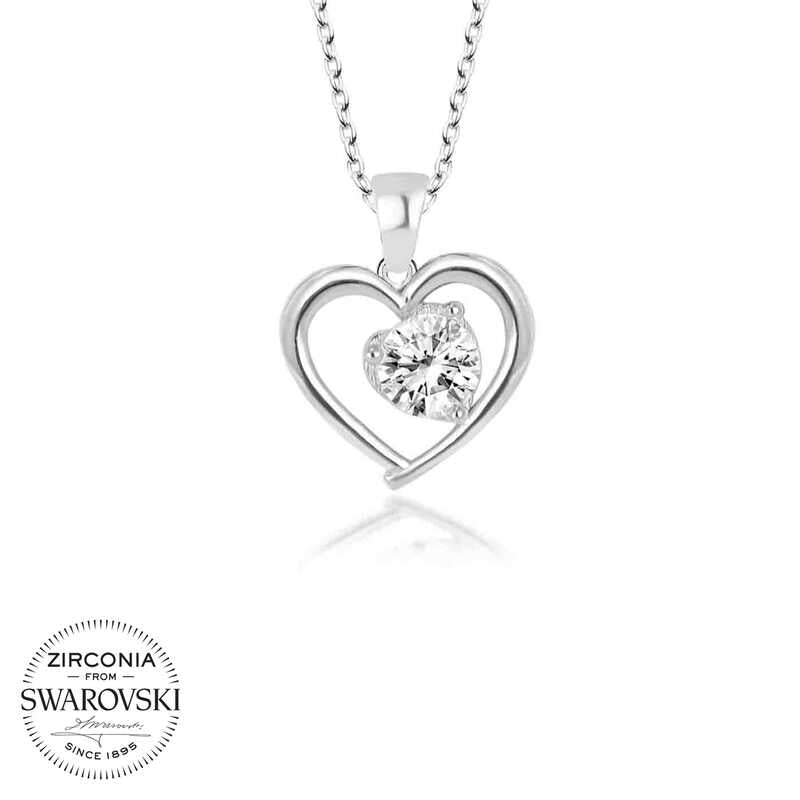 Stříbrný náhrdelník Heart Swarovski